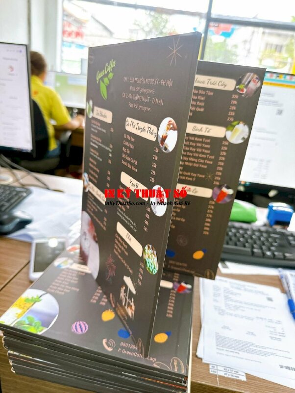 In menu quán cafe PP cán bồi format gập đôi - INKTS236