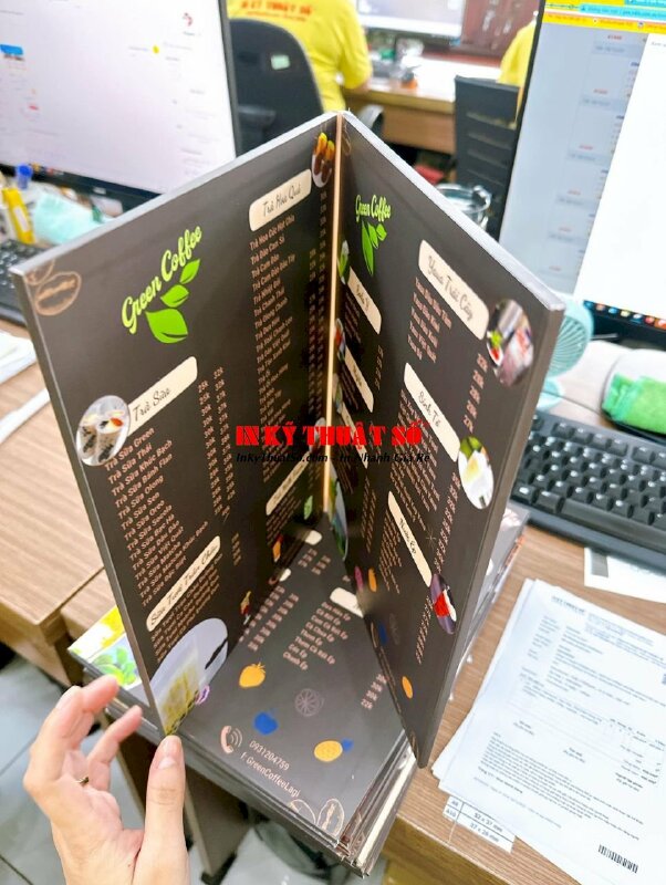 In menu quán cafe PP cán bồi format gập đôi - INKTS236