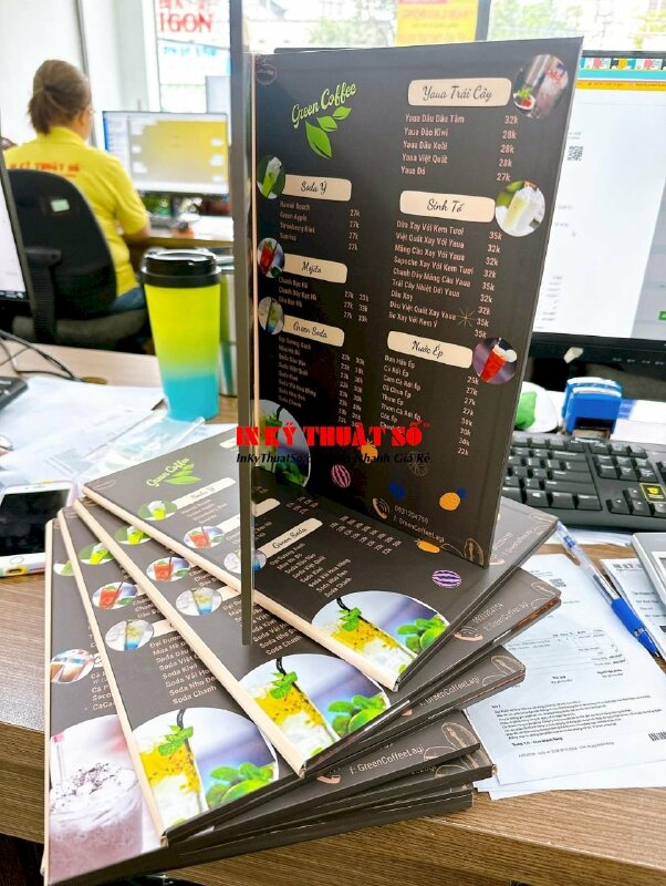 In menu quán cafe PP cán bồi format gập đôi - INKTS236