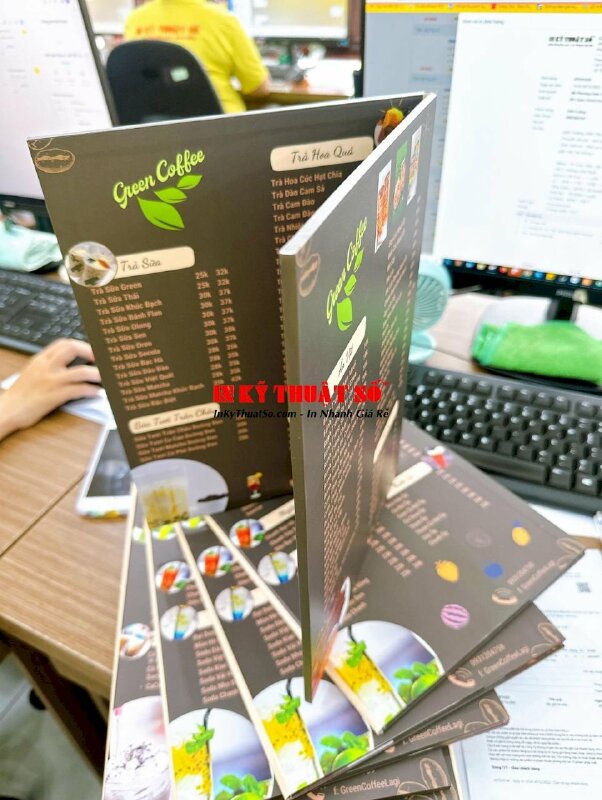 In menu quán cafe PP cán bồi format gập đôi - INKTS236