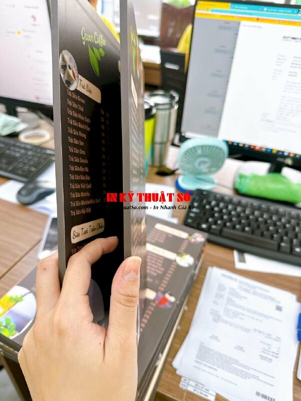 In menu quán cafe PP cán bồi format gập đôi - INKTS236