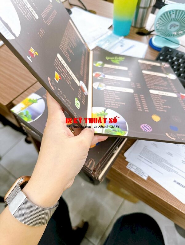 In menu quán cafe PP cán bồi format gập đôi - INKTS236
