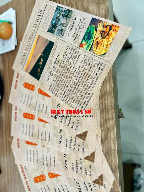 In menu quán nem nướng, menu tấm nhựa mỏng cầm tay khổ A4 tiện dụng - INKTS1169