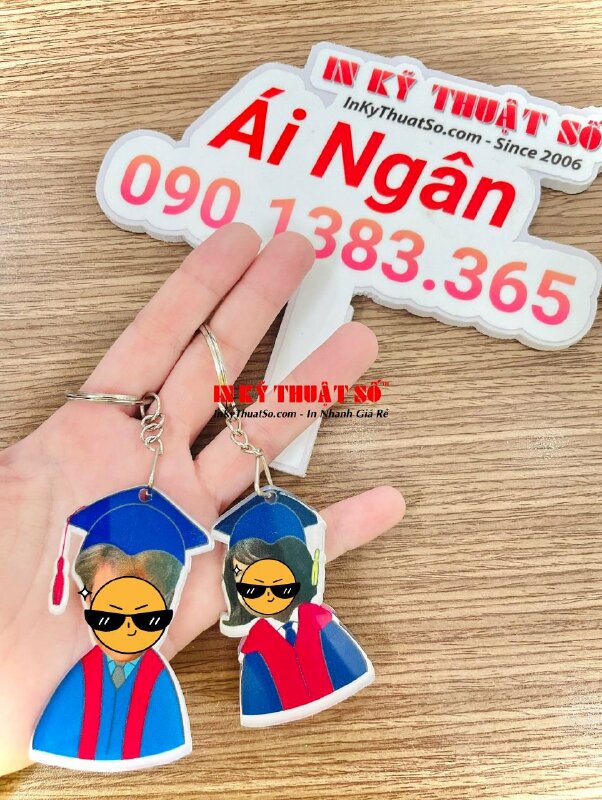 In móc khoác chibi ghép mặt cặp đôi, móc khóa mica couple - INKTS548