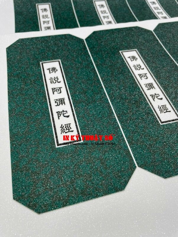 In nhãn dán bìa sách Decal sữa cán kim sa dùng để dán lên bìa ngoài của kinh sách Phật giáo - INKTS1170