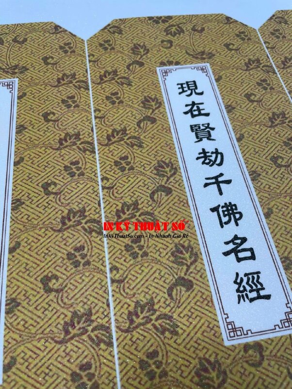 In nhãn dán bìa sách Decal sữa cán kim sa dùng để dán lên bìa ngoài của kinh sách Phật giáo - INKTS1170