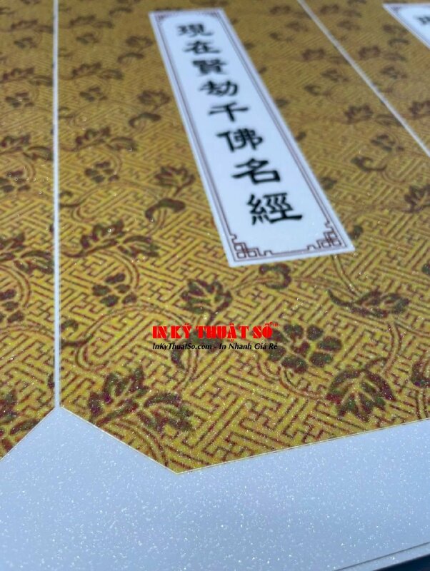 In nhãn dán bìa sách Decal sữa cán kim sa dùng để dán lên bìa ngoài của kinh sách Phật giáo - INKTS1170