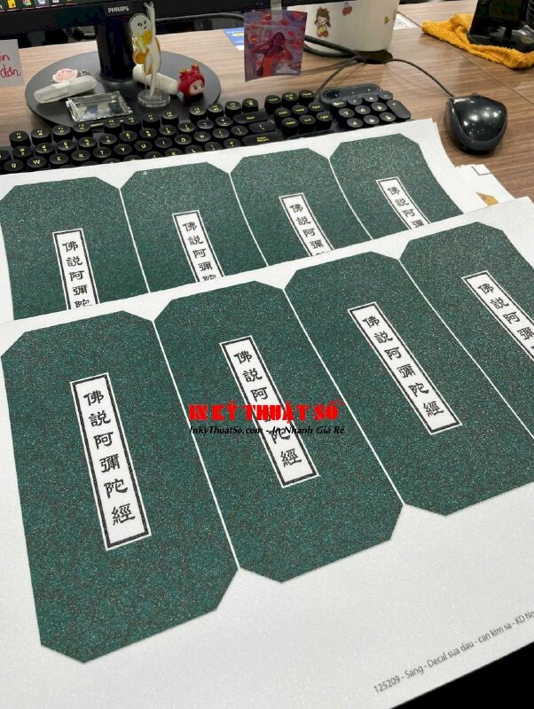 In nhãn dán bìa sách Decal sữa cán kim sa dùng để dán lên bìa ngoài của kinh sách Phật giáo - INKTS1170