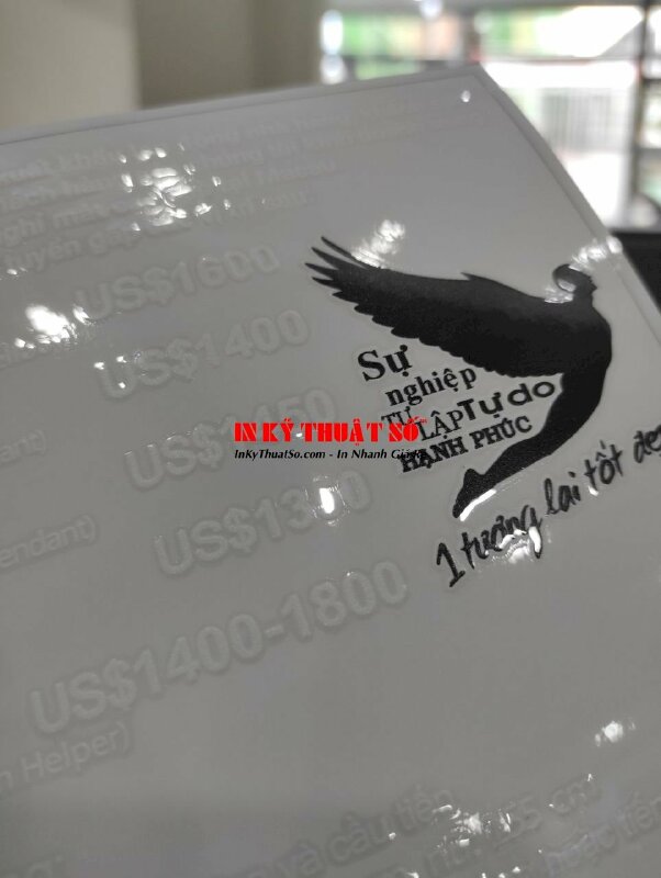 In nhãn UV DTF dán thiệp mica trong suốt, bảng mica Acrylic sang trọng - INKTS806