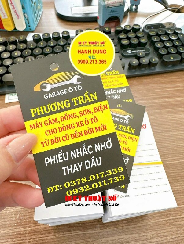 In phiếu nhắc nhở thay dầu cho garage ô tô, gửi hàng đi Phú Mỹ, Bà Rịa - Vũng Tàu từ TPHCM - INKTS1164