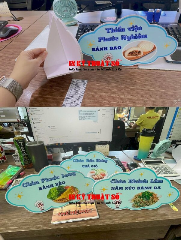 In standee 1 mặt cán mờ bồi format, cắt CNC theo file gắn chân đế - INKTS332