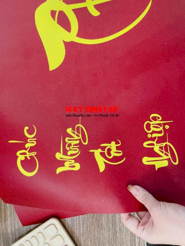 In tranh chữ thư pháp lồng kính từ giấy ảnh khổ 60cm x 40cm (khách về tự lồng khung kính) - INKTS1173