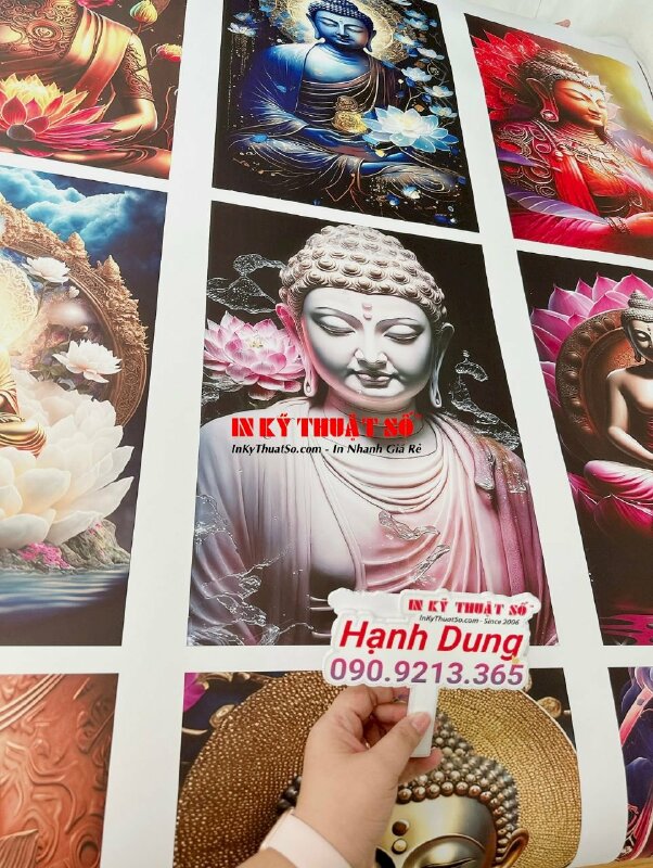 In tranh Phật đẹp, in tranh hoa sen Phật giáo 3D bằng giấy ảnh - INKTS782