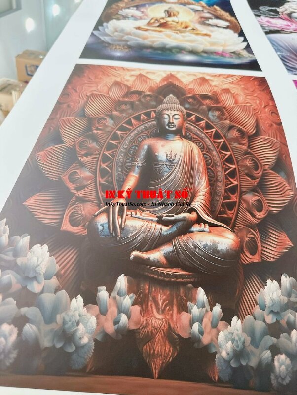 In tranh Phật đẹp, in tranh hoa sen Phật giáo 3D bằng giấy ảnh - INKTS782