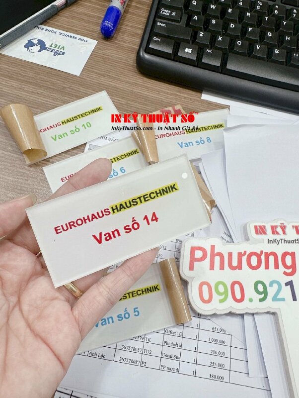In UV trên Mica thẻ tên, thẻ số thứ tự van cấp thoát nước - INKTS766