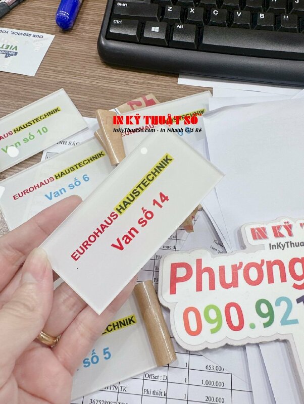 In UV trên Mica thẻ tên, thẻ số thứ tự van cấp thoát nước - INKTS766