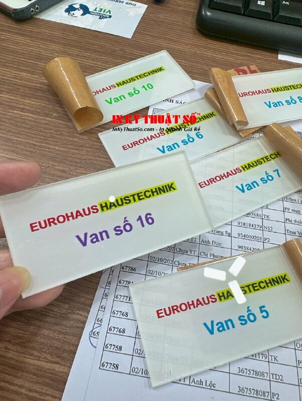 In UV trên Mica thẻ tên, thẻ số thứ tự van cấp thoát nước - INKTS766