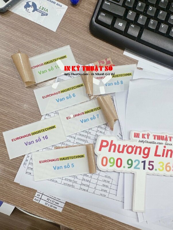 In UV trên Mica thẻ tên, thẻ số thứ tự van cấp thoát nước - INKTS766