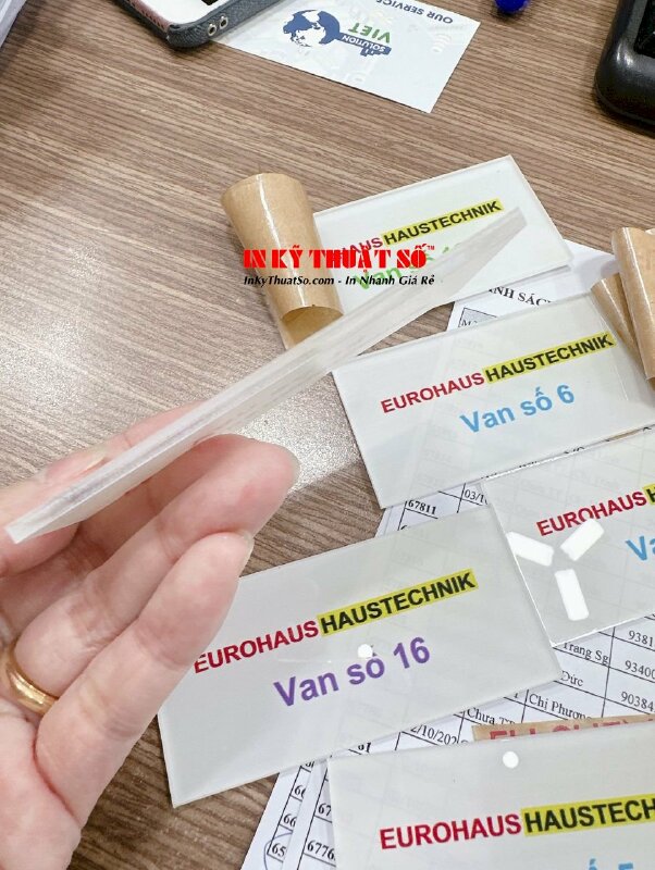In UV trên Mica thẻ tên, thẻ số thứ tự van cấp thoát nước - INKTS766