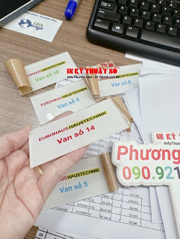 In UV trên Mica thẻ tên, thẻ số thứ tự van cấp thoát nước - INKTS766