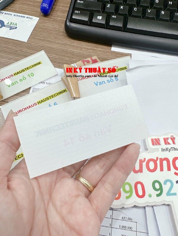In UV trên Mica thẻ tên, thẻ số thứ tự van cấp thoát nước - INKTS766