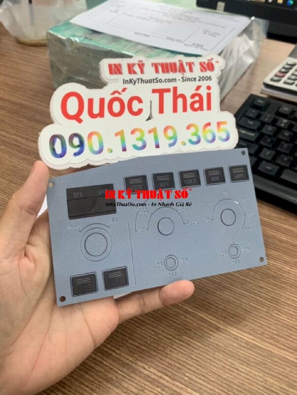 Nhãn mica tủ điện, in mặt nạ mica xuyên đèn cho các dòng máy - INKTS635