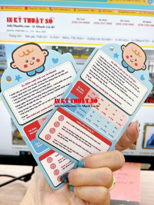 Sản xuất wobbler siêu thị, wobbler thông tin sản phẩm tả dán, bỉm tả cho bé - INKTS561