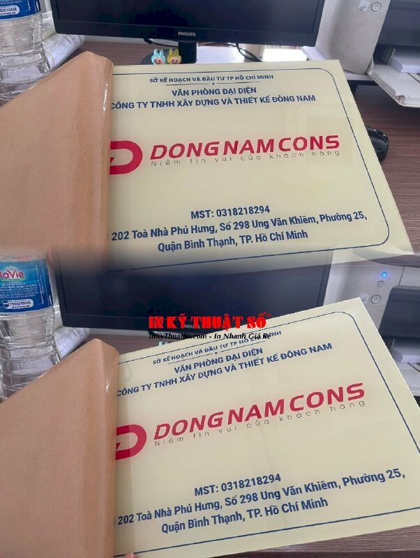 Biển văn phòng đại diện công ty Mica trong 3li in UV ngược, lót trắng theo file in - INKTS2896