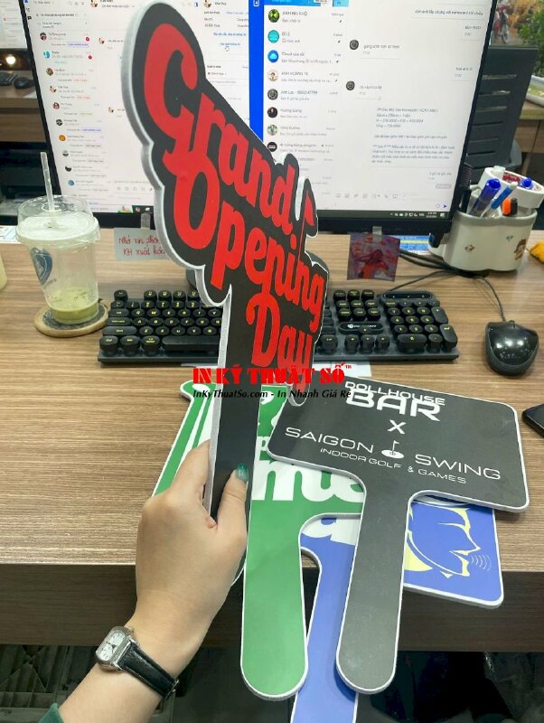 In hashtag cầm tay khai trương Grand Opening Day cho quán Bar, Indoor Golf & Games - INKTS3359