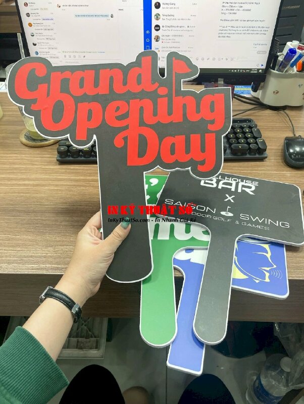 In hashtag cầm tay khai trương Grand Opening Day cho quán Bar, Indoor Golf & Games - INKTS3359