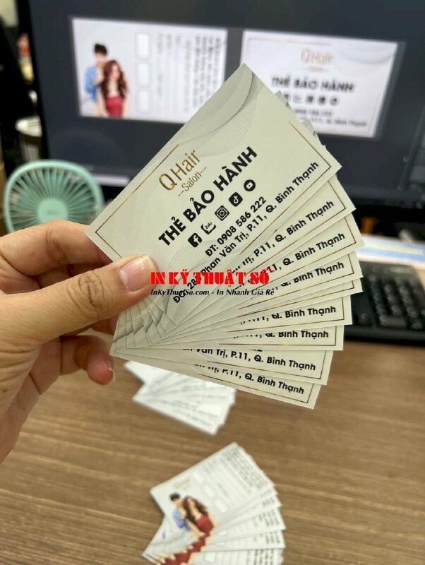 In phiếu bảo hành 2 mặt, giấy C300gsm, cán mờ cắt HCN - INKTS400