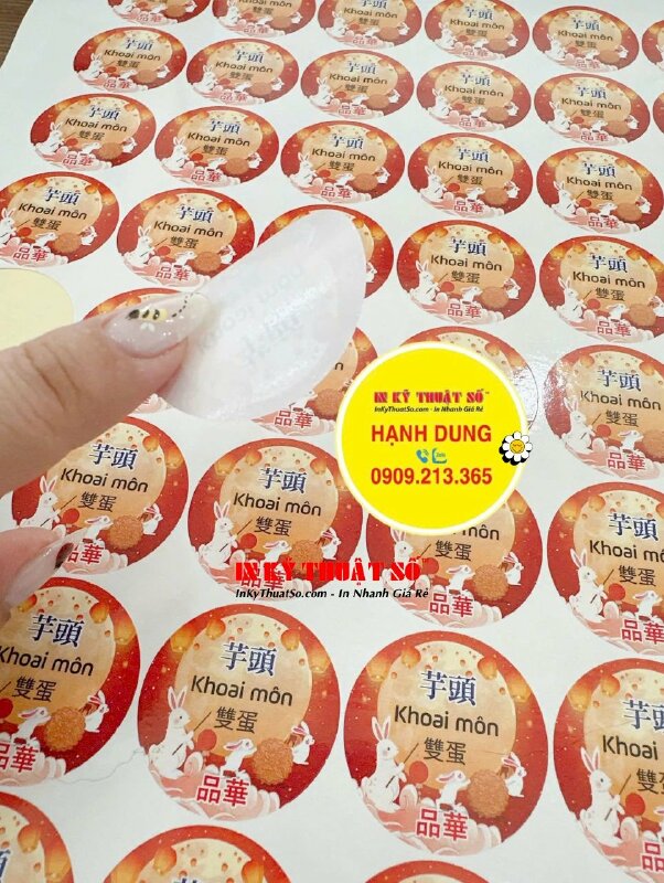 In tem dán phân loại bánh Trung thu, tem decal giấy, cán bóng, bế tròn - INKTS3338