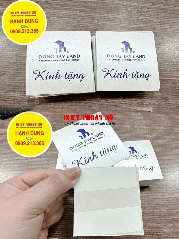 In tem kính tặng logo công ty dán túi giấy đựng quà tặng khách hàng, in giấy mỹ thuật có keo mặt sau - INKTS935