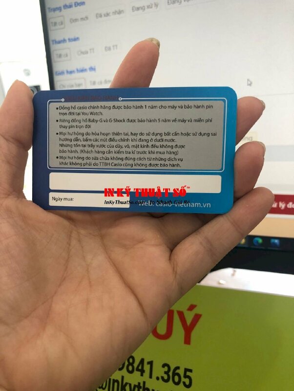 In thẻ bảo hành giấy bo góc khuôn chuẩn - INKTS371