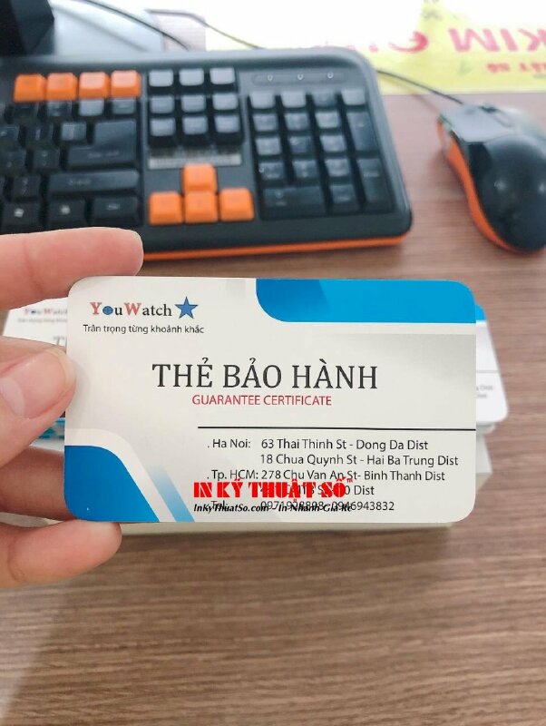 In thẻ bảo hành giấy bo góc khuôn chuẩn - INKTS371
