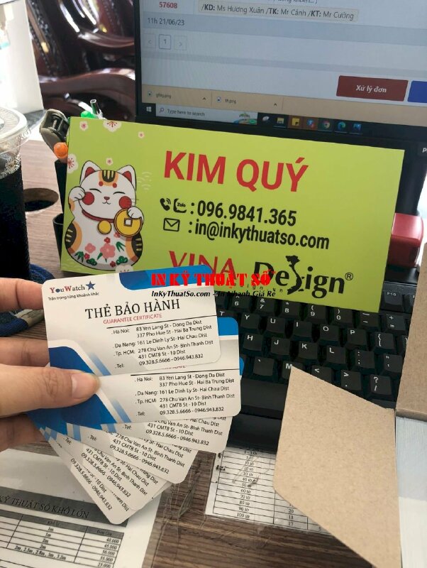 In thẻ bảo hành giấy bo góc khuôn chuẩn - INKTS371