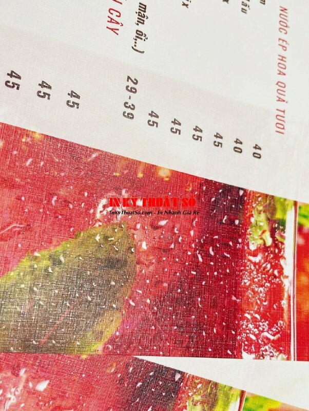 In tờ menu gắn standee mica để bàn khổ A4, A3 quán juice & coffee - INKTS1128