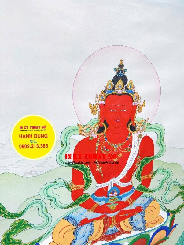 In tranh Canvas Thangka Amitayus Đức Phật Vô Lượng Thọ - INKTS3368