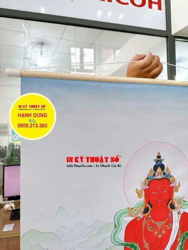 In tranh Canvas Thangka Amitayus Đức Phật Vô Lượng Thọ - INKTS3368