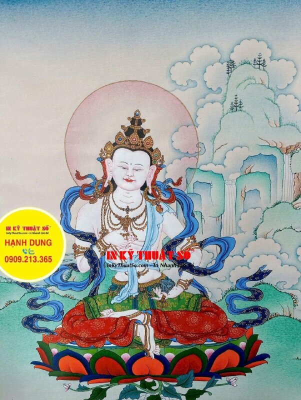 In tranh Canvas Thangka Vajrasattva Kim Cang Tát Đỏa - INKTS3369