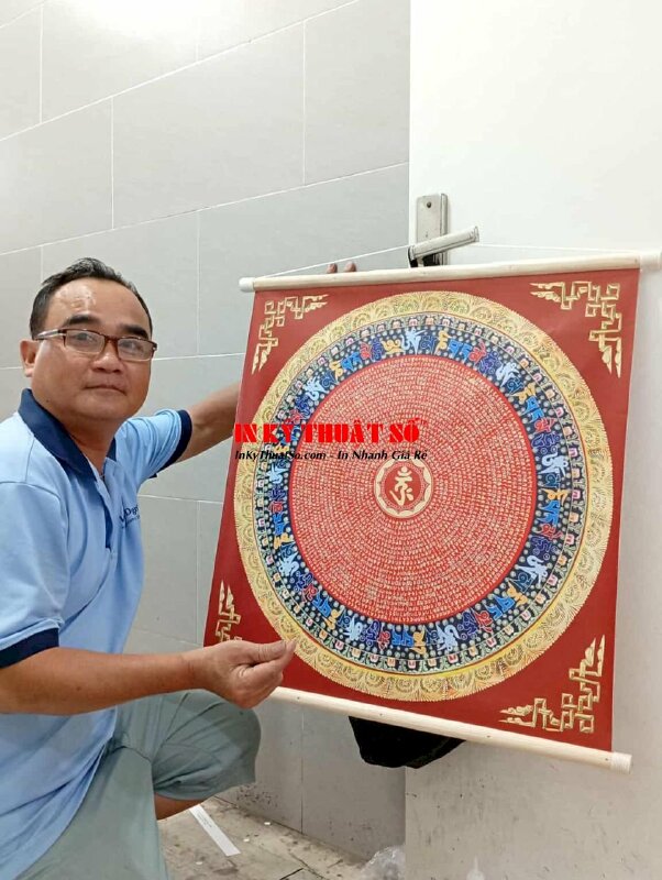 In tranh Chú Lăng Nghiêm, vải Canvas nẹp sáo gỗ 2 đầu treo tường - INKTS3344