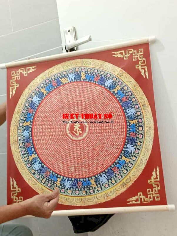 In tranh Chú Lăng Nghiêm, vải Canvas nẹp sáo gỗ 2 đầu treo tường - INKTS3344