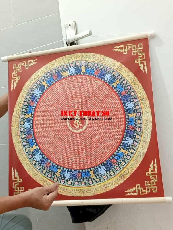 In tranh Chú Lăng Nghiêm, vải Canvas nẹp sáo gỗ 2 đầu treo tường - INKTS3344