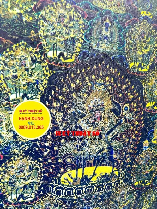 In tranh Thangka Canvas Yamantaka Mandala Hàn Phục Dạ Ma - Mật Tông Kim Cang Phổ Ba - INKTS3367