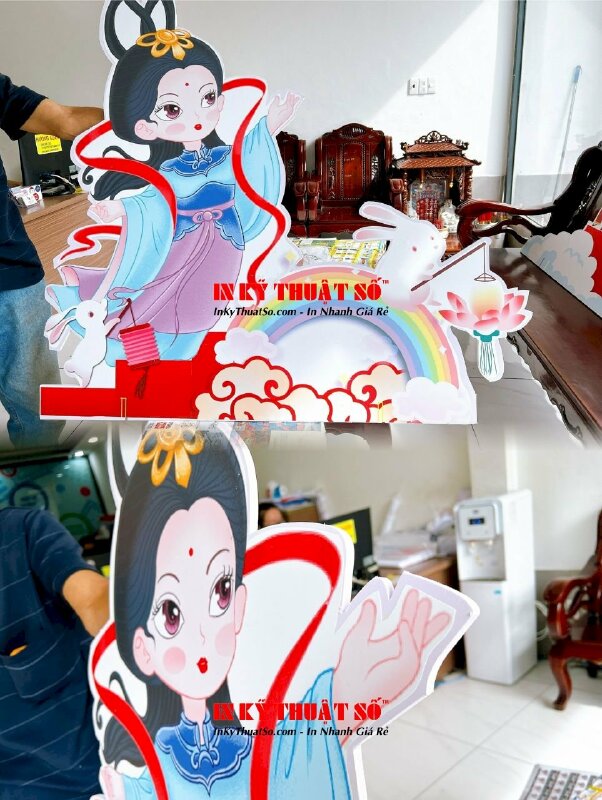 Mô hình Trung Thu lồng đèn, chị Hằng, thỏ ngọc, múa lân, rước đèn in PP format cắt CNC theo hình - INKTS596