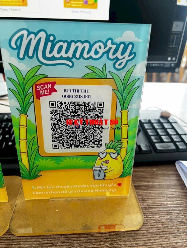 Standee bảng mica QR code quán nước mía - INKTS3337
