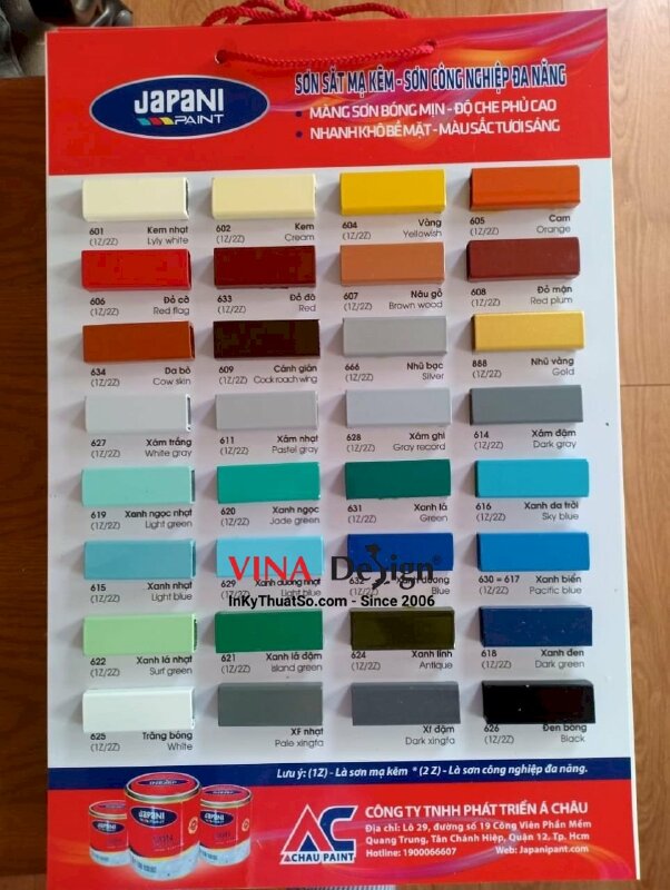 Bảng chia ô màu sơn cho cửa hàng, bảng format xỏ dây treo bảng giới thiệu màu sơn sắt mạ kẽm - INKTS1181
