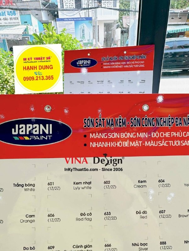 Bảng chia ô màu sơn cho cửa hàng, bảng format xỏ dây treo bảng giới thiệu màu sơn sắt mạ kẽm - INKTS1181