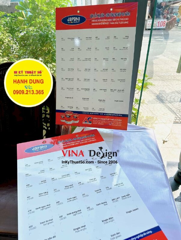 Bảng chia ô màu sơn cho cửa hàng, bảng format xỏ dây treo bảng giới thiệu màu sơn sắt mạ kẽm - INKTS1181