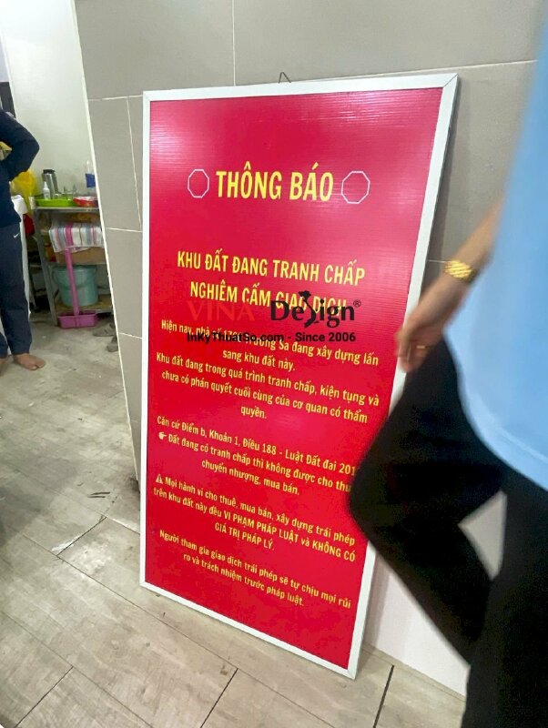 In bảng thông báo hiflex nẹp khung nhôm, thông báo về tình hình pháp lý bất động sản, nhà đất - INKTS3443